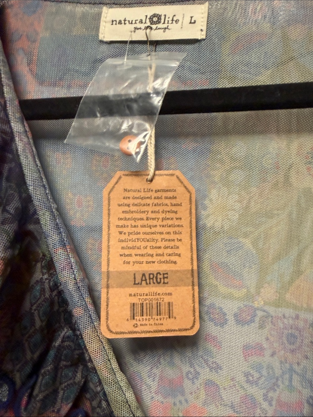 NATURAL LIFE Multicolor Patchwork Ruffle Button-Front Blouse - Picture 2 of 2